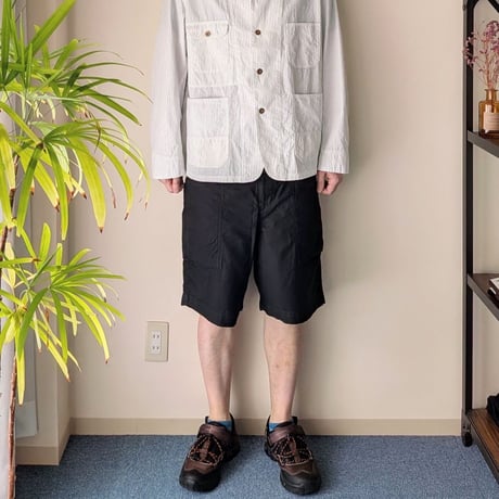 《 UNISEX 》 H.UNIT / Back satin military shorts ( BLACK )