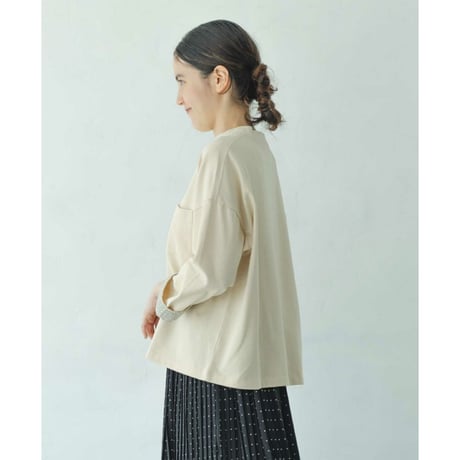《 WOMEN 》 sosotto / 21/2天竺袖裏LIBERTYクルーネックロングスリーブ ( ブラック )