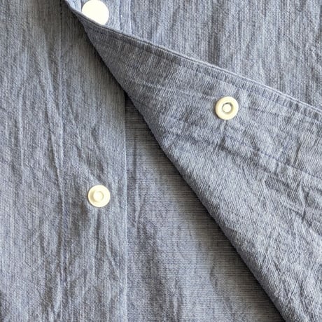 《 UNISEX 》 RINEN / 80/1+50/1強撚平織 半袖ラグランスタンドカラーシャツ ( ハケメ )