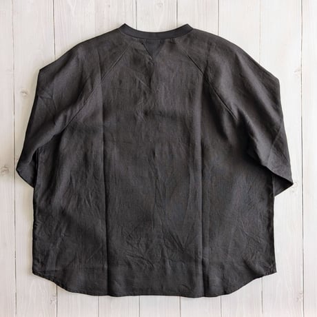 《 MEN 》 maillot mature / Canvas Linen Henley BB Shirt ( BLACK )