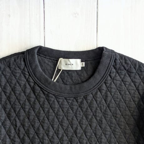 《 UNISEX 》 RINEN / 30/1オーガニック天竺ダイヤキルティング クルーネック ( クロ )