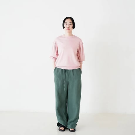《 WOMEN 》 MANON / RAYON LINEN SLIT EASY PANTS ( PINK )