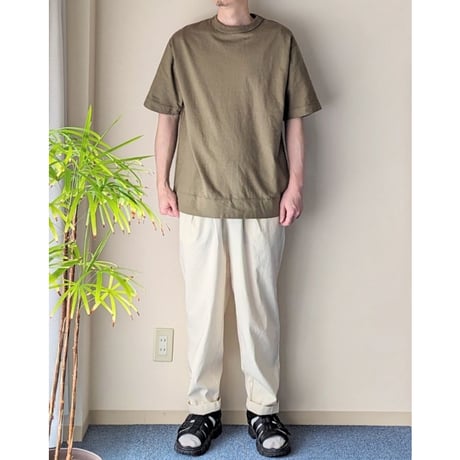 《 Unisex 》RINEN / 30/1強撚インレイ 半袖オーバーサイズクルーネック ( オリーブ )