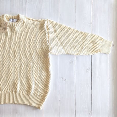 《 UNISEX 》Kerry Woollen Mills / Moss Stitch Crew Neck Sweater Relax ( Pure Aran )