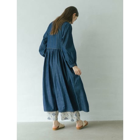 《 WOMEN 》 sosotto / 5.5ozデニム ビブヨークギャザーワンピース ( ワンウォッシュ )