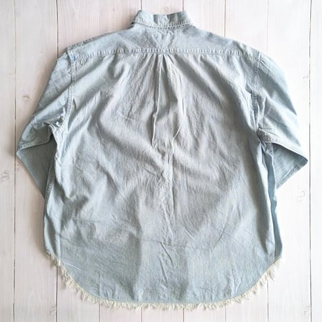 《 UNISEX 》H.UNIT / Chambray big pocket work shirt ( Used wash )