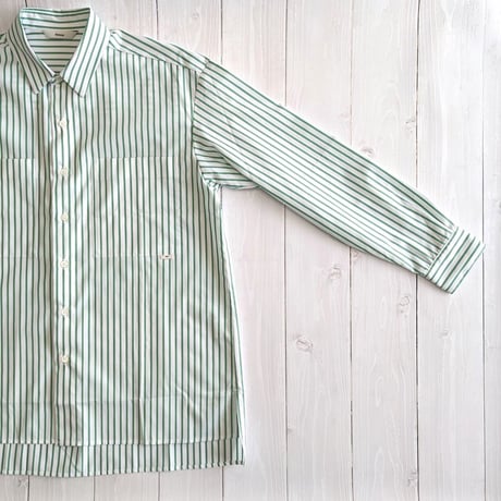 《 Unisex 》ämne / PIMA STRIPE covered shirts  ( GREEN )