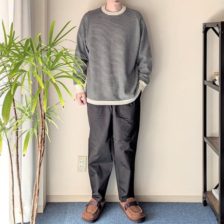 《 MEN 》 maillot mature / Wool Border Crew-Tee ( OFF×BLACK )