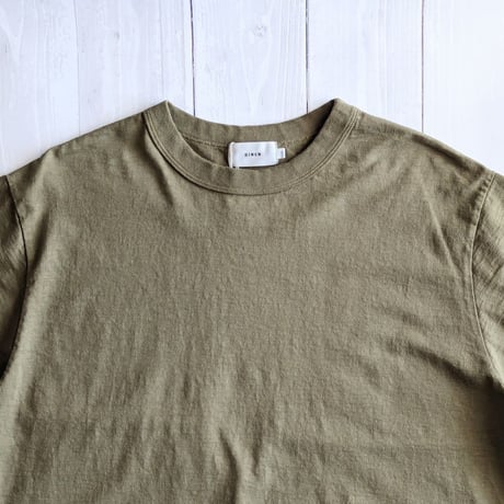 《 Unisex 》RINEN / 30/1強撚インレイ 半袖オーバーサイズクルーネック ( オリーブ )