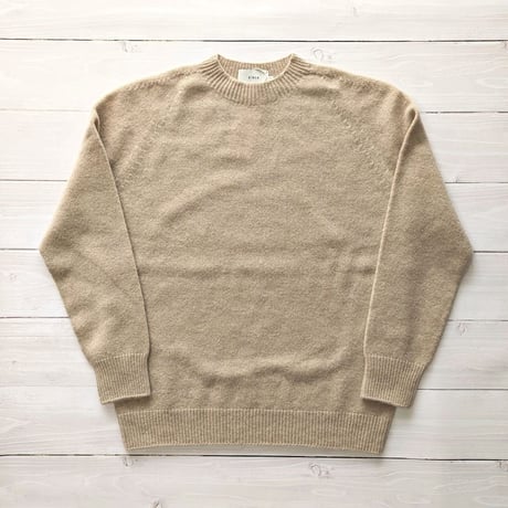 《 Unisex 》RINEN / 2/15ウール天竺編み プルオーバー ( ライトベージュ )