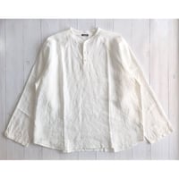《 MEN 》 maillot mature / Canvas Linen Henley BB Shirt ( WHITE )