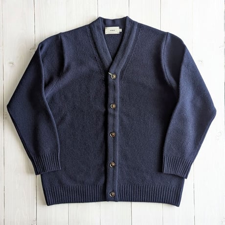 《 UNISEX 》RINEN / 2/15ウール天竺編み カーディガン ( ネイビー )