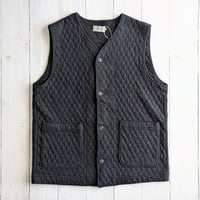 《 UNISEX 》 RINEN / 30/1オーガニック天竺ダイヤキルティング ベスト ( クロ )