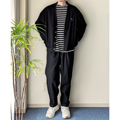 《 UNISEX 》ämne / CIRCULAR RIB Dalahäst cardigan  ( BLACK )