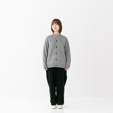 《 UNISEX 》RINEN / 2/15ウール天竺編み カーディガン ( ネイビー )