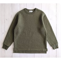 《 UNISEX 》 RINEN / 30/1オーガニック天竺ダイヤキルティング クルーネック ( オリーブ )
