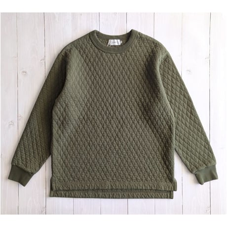 《 UNISEX 》 RINEN / 30/1オーガニック天竺ダイヤキルティング クルーネック ( オリーブ )