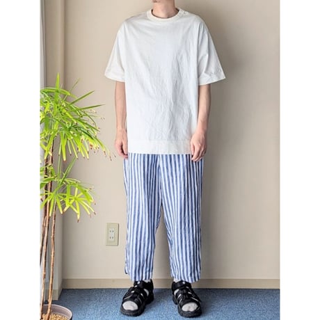 《 Unisex 》RINEN / 25/1リネン平織 ラクパンツ ( ストライプ )