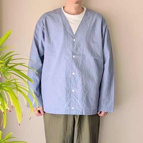 《 UNISEX 》 RINEN / 80/1+50/1強撚平織 カーディガンシャツ ( ハケメ )