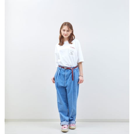 《 Unisex 》H.UNIT / Denim two tuck trousers ( Light Indigo )