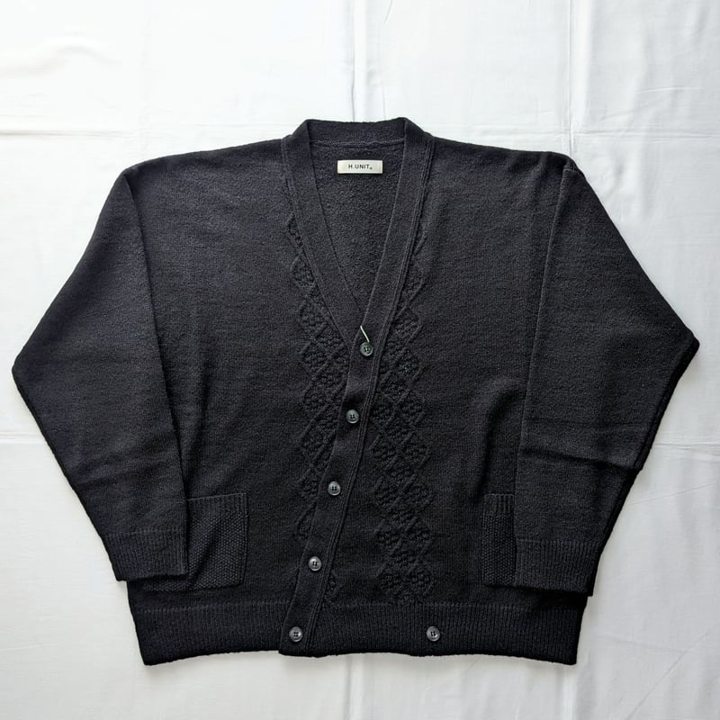 Unisex 》H.UNIT / Diagonal wide cardigan ( BLA