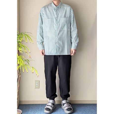 《 Unisex 》ämne / PIMA STRIPE covered shirts  ( GREEN )