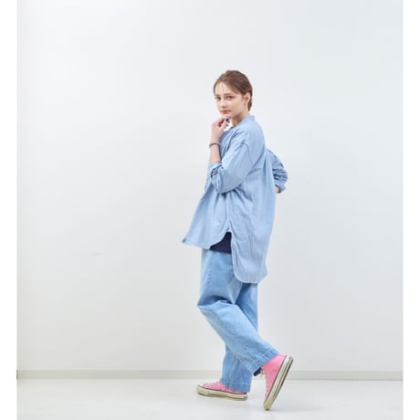 《 Unisex 》H.UNIT / C/L dungarees bandcollar long sleeves shirt ( Smokey Sax )