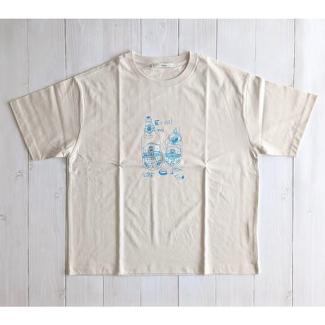 《 UNISEX 》 ämne / "skål" half sleeve tee  ( IVORY )