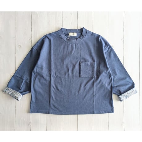《 WOMEN 》 sosotto / 21/2天竺袖裏LIBERTYクルーネックロングスリーブ ( ブルー )