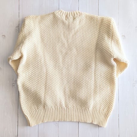 《 UNISEX 》Kerry Woollen Mills / Moss Stitch Crew Neck Sweater Relax ( Pure Aran )