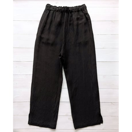 《 WOMEN 》 MANON / RAYON LINEN SLIT EASY PANTS ( BLACK )
