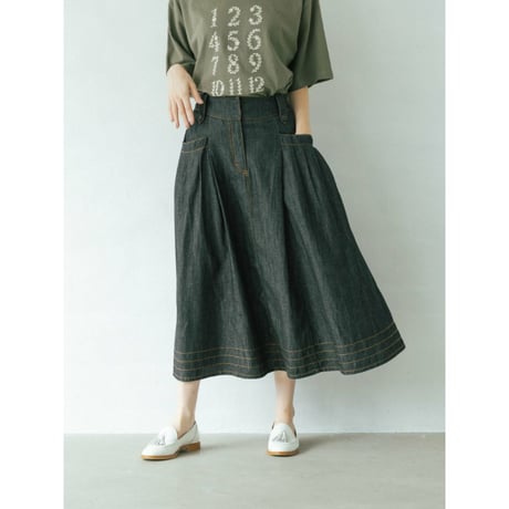 《 WOMEN 》 sosotto / 5.5ozデニム タックスカート ( ワンウォッシュ )