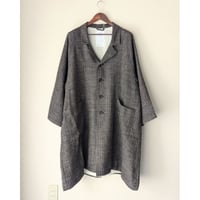 《 WOMEN 》H.UNIT / Wool check raglan atelier coat ( BLACK )