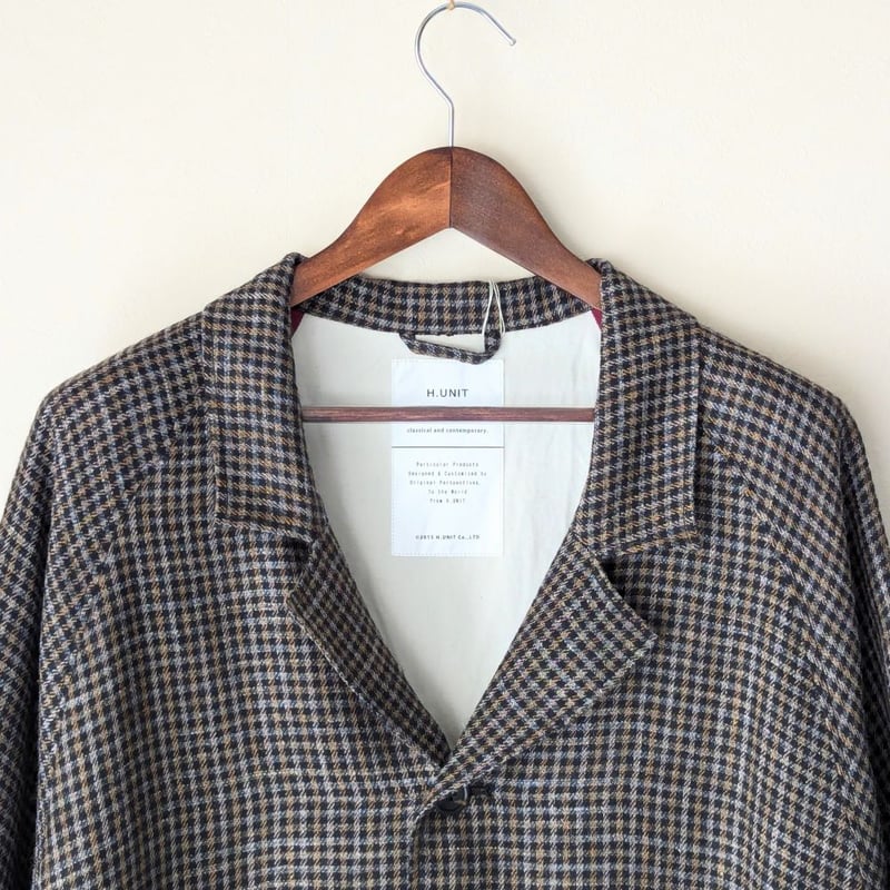 WOMEN 》H.UNIT / Wool check raglan atelier coa