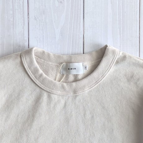 《 UNISEX 》 RINEN / 40/2スーピマ裏毛 裾ラウンドクルーネック ( ライトベージュ )