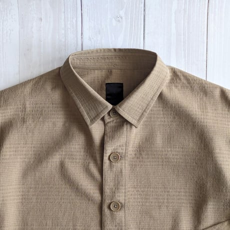 《 MEN 》maillot / Shadow Check Short-Sleeves Big Shirt ( BEIGE )
