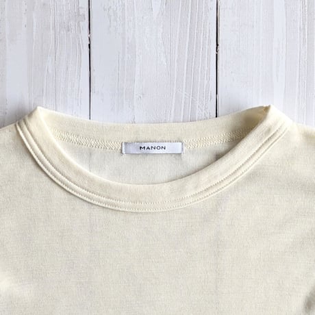 《 WOMEN 》 MANON / SUMMER WOOL MIX COOL GATHER SLEEVE TEE ( IVORY )