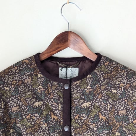 《 WOMEN 》 sosotto / LIBERTYコーデュロイキルティング ノーカラージャケット ( ブラウン )
