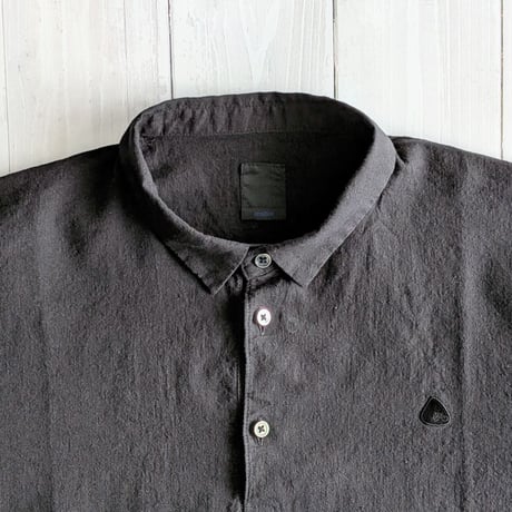 《 MEN 》 maillot / Linen Rich Polo Shirt-Tee ( BLACK )