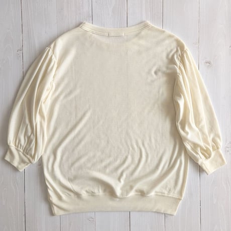 《 WOMEN 》 MANON / SUMMER WOOL MIX COOL GATHER SLEEVE TEE ( IVORY )