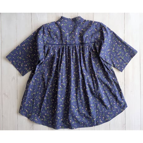 《 WOMEN 》 sosotto / LIBERTYフリルカラー梯子レースチュニックブラウス ( ブルー )