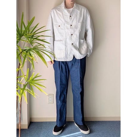 《 MEN 》 H.UNIT / Stripe shirtalls ( WHITE )