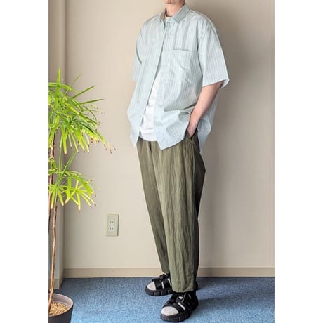 《 Unisex 》ämne / PIMA STRIPE half sleeve shirts  ( GREEN )