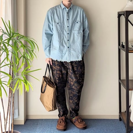 《 UNISEX 》H.UNIT / Chambray big pocket work shirt ( Used wash )