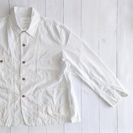 《 MEN 》 H.UNIT / Stripe shirtalls ( WHITE )