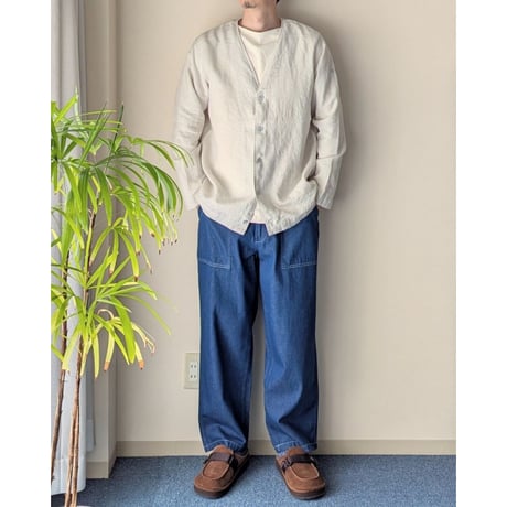 《 UNISEX 》RINEN / 60/1リネンローン カーディガン ( サンド )
