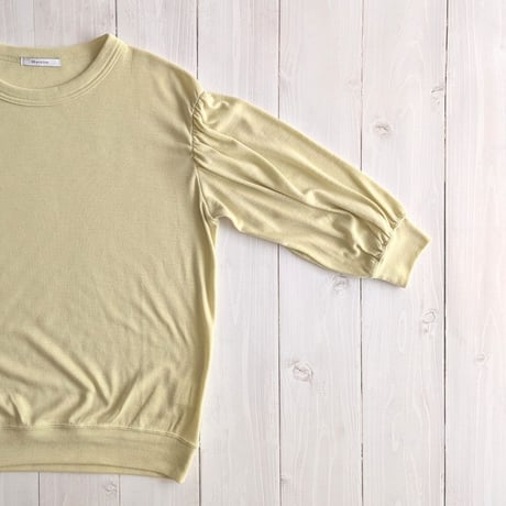 《 WOMEN 》 MANON / SUMMER WOOL MIX COOL GATHER SLEEVE TEE ( YELLOW )