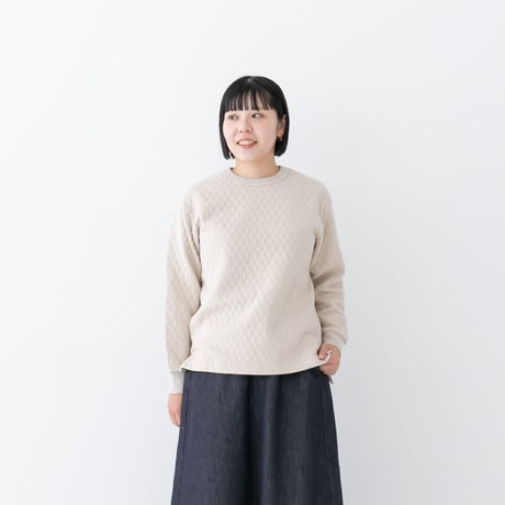 《 UNISEX 》 RINEN / 30/1オーガニック天竺ダイヤキルティング クルーネック ( クロ )