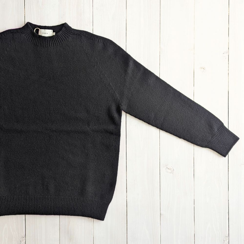 Unisex 》RINEN / 2/15ウール天竺編み プルオーバー ( クロ ) | K Unisex 》RINEN / 2/15ウール天竺編み プルオーバー ( クロ ) | K