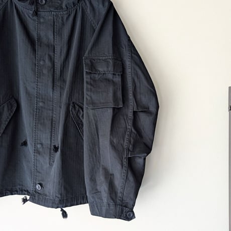 《 MEN 》 H.UNIT / HBT hooded jacket ( Used wash / Black )